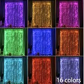 abordables Alimentado por USB-Luces de cortina de ventana de cambio de color 3M x 3M luces colgantes LED alimentadas por USB con control remoto para dormitorio bodas y decoración de paredes - 16 colores