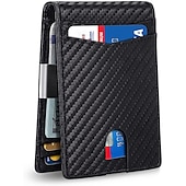 economico porta carte e custodie-Portafoglio portacarte in fibra di carbonio con chiusura magnetica protezione multi carte di credito per donne e uomini