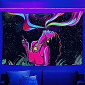 levne Tapiserie Blacklight-blacklight gobelín uv reaktivní záře ve tmě záře party neonka psychedelický trippy mlhavý závěsný gobelín nástěnná malba pro obývací pokoj ložnice