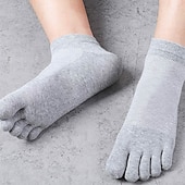 preiswerte Herrensocken-Herren 3 Paare Ankle Socken Zehensocken Niedrig geschnittene Socken Schwarz Weiß Farbe Glatt Freizeitskleidung Urlaub Wochenende Gitter Mittel Sommer Frühling &amp; Herbst Stilvoll Brautkleider schlicht