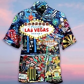 economico Stampa Vintage Retrò-Per uomo Carte francesi Dardi Camicia Camicia hawaiana Camicia Aloha Manica corta Camicia Collare cubano Sportivo Di tendenza Streetwear Esterno Informale Hawaiano Blu S M L
