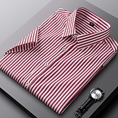 economico camicie da uomo no stiro-Per uomo Camicie Camicia a righe Camicia non stirabile Banda Matrimonio Da mare Nero Verde chiaro Rosso Blu reale Manica corta Collo ripiegabile Per tutte le stagioni Abbigliamento Bottone giù