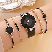 abordables Montres à quartz-5 pièces/ensemble montre pour femme ensemble de montre à quartz coréen décontracté pour femme