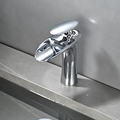 economico Classici-rubinetto miscelatore lavabo bagno a cascata, rubinetti monocomando per lavabo monocomando con tubo flessibile acqua calda e fredda rubinetto monoblocco in ottone per vasca da incasso