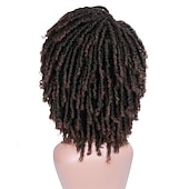 voordelige Topkwaliteit pruiken-dreadlock pruik korte twist pruiken voor zwarte vrouwen en mannen afro krullend synthetische pruik