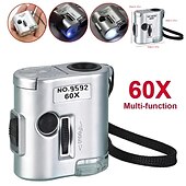 cheap Microscopes &amp; Endoscopes-Mini Pocket 60X Microscope Magnifier Glass Jeweler Loupe with LED UV Light