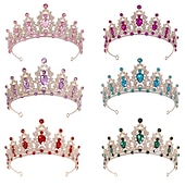 billige Bærbare tilbehør-europeisk og amerikansk lilla brud hodeplagg barokk krone rhinestone hodeplagg prinsesse krone bryllup hår tilbehør kjole tilbehør