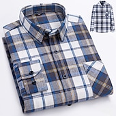 voordelige Overhemden voor heren-Voor heren Overhemd Strepen en Plaid Bruiloft liiketoiminta Kastanjebruin Donker Rood Geel Donker Marine Lange mouw Opstaande boord Lente &amp; Herfst Kleding