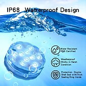 baratos Luzes Subaquáticas-luzes led submersíveis ao ar livre à prova d&#039;água 10 led rgb lâmpada de pesca subaquática luzes de fonte de lagoa controle remoto operado por bateria 16 cores luzes de piscina para vaso aquário tanque de peixes