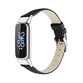 billige Fitbit klokkebånd-Reim til Smartklokke Kompatibel med Fitbit Luxe Ekte lær Smartklokke Stropp Justerbar Kvinner menn Sportsrem Erstatning Armbånd