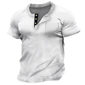 olcso Alkalmi Henley póló-Férfi Gombos póló Henley ing Tee Top Rövid ujjú Henley Nyár Sima Divat Dizájn Alap Elülső zseb Vakáció Utca Alkalmi Fekete Fehér Piros Férfi felső póló