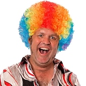 abordables Perruques de carnaval-perruques afro courtes et moelleuses - femmes hommes crépus bouclés disco hippie perruque pour costume cosplay carnaval fête de Noël