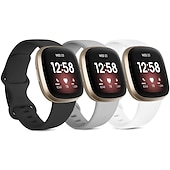 お買い得  Fitbitウォッチバンド-4パック 3パック スマートウォッチバンド と互換性があります Fitbit Versa 4 Sense 2 Versa 3 Sense ソフトシリコーン スマートウォッチ ストラップ 調整可 女性 男性 スポーツバンド 置換 リストバンド