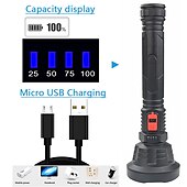 Недорогие тактические фонари-большой новый фитиль сильный свет фонарик usb перезаряжаемый тактический охотничий фонарик встроенный аккумулятор свет светодиодный фонарик