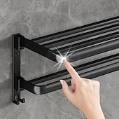 cheap Towel Bars-Black Bathroom Towel Rack Black Bathroom Storage Rack Toilet Bathroom Hardware Pendant Set Non Perforated Towel Rack