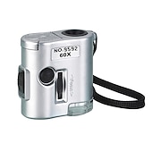 cheap Microscopes &amp; Endoscopes-Mini Pocket 60X Microscope Magnifier Glass Jeweler Loupe with LED UV Light