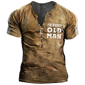 Father 'S Day Friendly Old Man Mens Graphic Shirt Henley Letter Clothing Apparel 3D Print Outdoor Daily Short Sleeve Button Down Fashion Designer Comfortable Brown Cotton Button-Down cheap Funny Words-Father 'S Day Friendly Old Man Mens Graphic Shirt Henley Letter Clothing Apparel 3D Print Outdoor Daily Short Sleeve Button Down Fashion Designer Comfortable Brown Cotton Button-Down