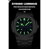 cheap Quartz Watches-POEDAGAR Luxury Watch Business Waterproof Male Clock Luminous Date Stainless Steel Square Quartz Men Watch
