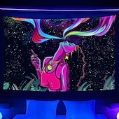 levne Tapiserie Blacklight-blacklight gobelín uv reaktivní záře ve tmě záře party neonka psychedelický trippy mlhavý závěsný gobelín nástěnná malba pro obývací pokoj ložnice