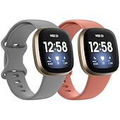 baratos Pulseiras de relógio Fitbit-2 por Pacote Pulseira de Smartwatch Compatível com Fitbit Versa 3 Sense Silicone macio Relógio inteligente Alça Ajustável Loop Solo Mulheres Homens Pulseira Esportiva Substituição Pulseira