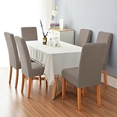 abordables Funda para silla de comedor-Funda elástica para silla de comedor, 6 piezas, para mascotas, con respaldo alto, de licra, color burdeos y rojo, con protector inferior elástico para comedor, ceremonia de boda, duradera, lavable