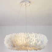 economico Luci a sospensione-lampadario a sospensione a led splendido extra large 50 cm lampada a sospensione bouquet di piume bianche a 6 luci romantico apparecchio di illuminazione montato per camera da letto ristorante