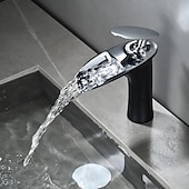 economico Classici-rubinetto miscelatore lavabo bagno a cascata, rubinetti monocomando per lavabo monocomando con tubo flessibile acqua calda e fredda rubinetto monoblocco in ottone per vasca da incasso