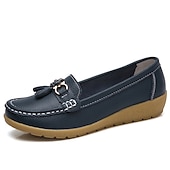 billige Flate sko til kvinner-Dame Flate sko Slip-Ons Store størrelser Klassiske Loafers Myke sko Arbeid Daglig Vandring Helfarge Sommer Flat hæl Kvadratisk Tå Fritid minimalisme Fuskelær PU Tøfler Lyseblå Vin Svart