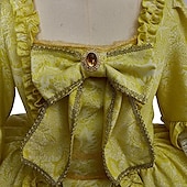 billiga Outfits-set med rokoko balklänning klänning blond barock peruk underkjol båge kjol krinolin 3 st kläder retro vintage viktoriansk renässans prinsessa kolonial balklänning dam cosplay kostym fest