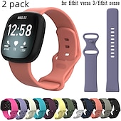 baratos Pulseiras de relógio Fitbit-2 por Pacote Pulseira de Smartwatch Compatível com Fitbit Versa 3 Sense Silicone macio Relógio inteligente Alça Ajustável Loop Solo Mulheres Homens Pulseira Esportiva Substituição Pulseira