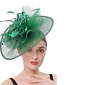 levne Fascinátory-Fascinátory Tyl Kentucky Derby Dostih koktejl retro Elegantní S Peří Tyl Přílba Pokrývky Hlavy