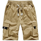 baratos Ar livre-Homens Shorts táticos Bermuda Cargo Shorts camuflados Shorts de verão Com Cordão Cintura elástica Côr Sólida camuflagem Ripstop Respirável Preto Verde Tropa