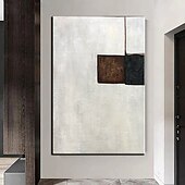 preiswerte Abstrakte Gemälde-handgemachtes handgemaltes Ölgemälde, modernes großes minimalistisches beige Diptychon-Gemälde auf Leinwand, abstrakte Gemälde in Beige- und Brauntönen, Originaldekor, kein Rahmen, ungedehnt