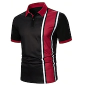 preiswerte Klassisches Poloshirt für Herren-Herren Poloshirt Golfhemd Casual Festtage Klassisch Kurzarm Modisch Basic Farbblock Taste Sommer Regular Fit Weiß Rot Schwarz-Weiß Poloshirt
