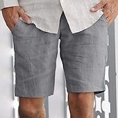 economico Casa-Per uomo Pantaloncini Pantaloncini di lino Pantaloncini estivi Pantaloncini da spiaggia Tasche Liscio Comfort Traspirante Esterno Giornaliero Per uscire Di tendenza Streetwear Nero Blu