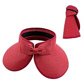 cheap Home Hats-Summer Foldable Empty Straw Hat Portable Outdoor Sunscreen Big Edge Sunshade Anti-ultraviolet Bow Beach Hat