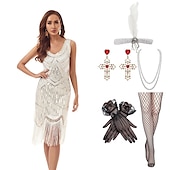 levne oblečení-Šaty Gatsby z 20. let se sadou doplňků z 20. let dámské flitry střapec třásňový kostým retro vintage cosplay party a večerní koktejlové šaty