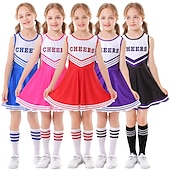 levne Dětské kostýmy-Dívčí Roztleskávačky Tanečník Výkon Tanec Šaty Více doplňků Klasické &amp; nadčasové Polyester Zářivě rudá Černá Modrá Šaty Ponožky Sada příslušenství