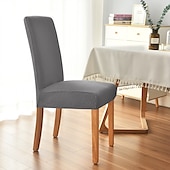 abordables Funda para silla de comedor-Funda elástica para silla de comedor, 6 piezas, para mascotas, con respaldo alto, de licra, color burdeos y rojo, con protector inferior elástico para comedor, ceremonia de boda, duradera, lavable