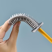 お買い得  浴室用ガジェット-1個、バスルーム用シリコントイレブラシとホルダーセット、ウォールトイレワンド、滑り止めの長いハンドル、柔らかいシリコン剛毛、トイレコーナーを簡単に掃除、柔軟なトイレボウルブラシヘッド、シリコン剛毛付き。