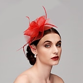 preiswerte Faszinator-Damen Fascinator für Party Hochzeit Sonderanlass Federstoff Rot Pink Grün um zu beeindrucken Fascinator Renntag Kleid