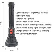 Недорогие тактические фонари-большой новый фитиль сильный свет фонарик usb перезаряжаемый тактический охотничий фонарик встроенный аккумулятор свет светодиодный фонарик