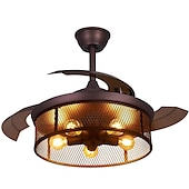 baratos Candeeiros Ventoinhas de Teto-Ventiladores de teto com luzes 5 luzes 19,5&quot; reguláveis design retro luzes de teto estilo artístico de metal estilo moderno novidade acabamentos pintados preto 85-265v
