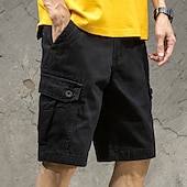 baratos Clássico-Homens Bermuda Cargo Calção Shorts de verão Com Cordão Cintura elástica Bolso multi Tecido Vestível Curto Ao ar livre Casual Diário Moda Designer Preto Verde Tropa
