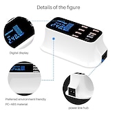 رخيصةأون شواحن لاسلكية-8USB للهاتف المحمول سريع الشحن شاشة رقمية QC3.0 فلاش شحن سريع متعدد الوظائف PD شحن سريع شاحن متعدد المنافذ مع شاشة عرض