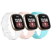 お買い得  Fitbitウォッチバンド-4パック 3パック スマートウォッチバンド と互換性があります Fitbit Versa 4 Sense 2 Versa 3 Sense ソフトシリコーン スマートウォッチ ストラップ 調整可 女性 男性 スポーツバンド 置換 リストバンド