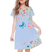 cheap 3D Butterfly Dress-Easter Girls&#039; 3D Floral Animal Butterfly Dress Short Sleeve 3D Print Summer Spring Vacation Daily Holiday Cute Casual Sweet Kids 3-12 Years A Line Dress Above Knee Regular Fit