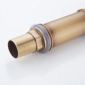 tanie Klasyczne-vintage łazienka bateria zlewozmywakowa kształt bambusa, monoblokowe baterie umywalkowe w stylu retro, antyczny mosiądz pojedynczy uchwyt jeden otwór montowany na pokładzie z wężem ciepłej i zimnej wody