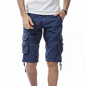 baratos Clássico-Homens Bermuda Cargo Calção Shorts de Trilha Bolsos Tecido Conforto Respirável Comprimento do joelho Trabalho Casual Diário Moda Roupa de rua Exército verde açafrão