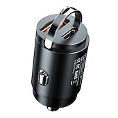 お買い得  車用充電器-seametal 100w 車の usb 充電器 スーパーチャージ usb-a usb-c シガーライターアダプタ hidden phone Charger for iphone huawei samsung